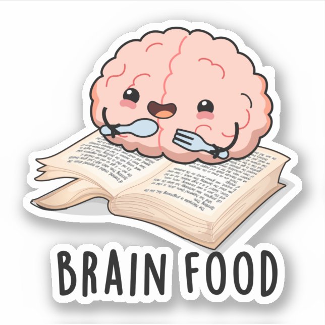 Brain Food Funny Anatomy Pun Klistermärken (Framsida)