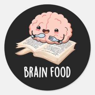 Brain Food Funny Anatomy Pun Mörk BG Runt Klistermärke