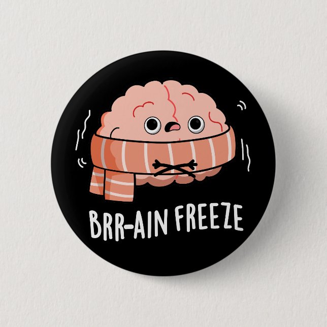 Brain Freeze Funny Biology Anatomy Pun Mörk BG Knapp (Framsida)