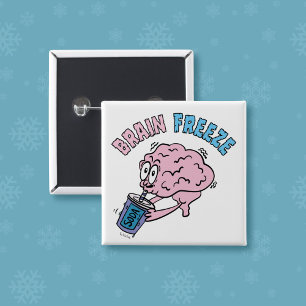 Brain Freeze Funny Tecknad Knapp