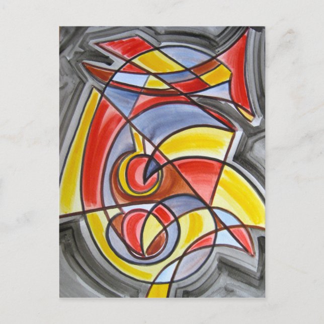 Brain Freeze-Modern konst Färgrik Handmålad Vykort (Framsida)