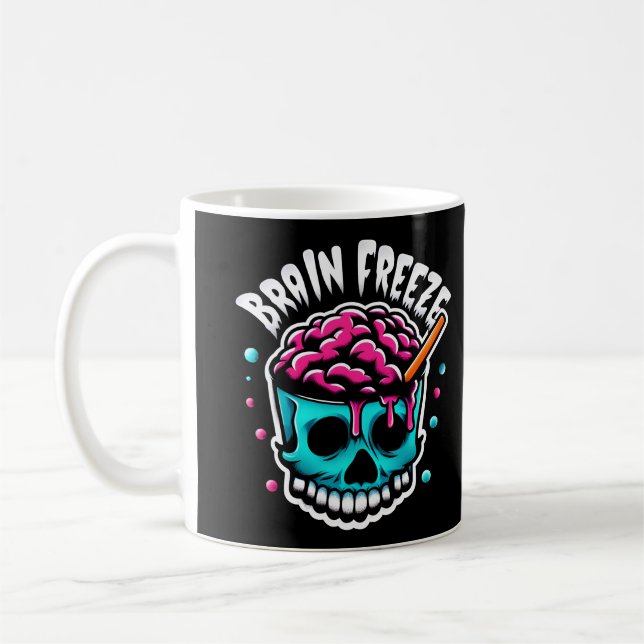 Brain Freeze Skull Spooky Halloween Drink Design Kaffemugg (Vänster)