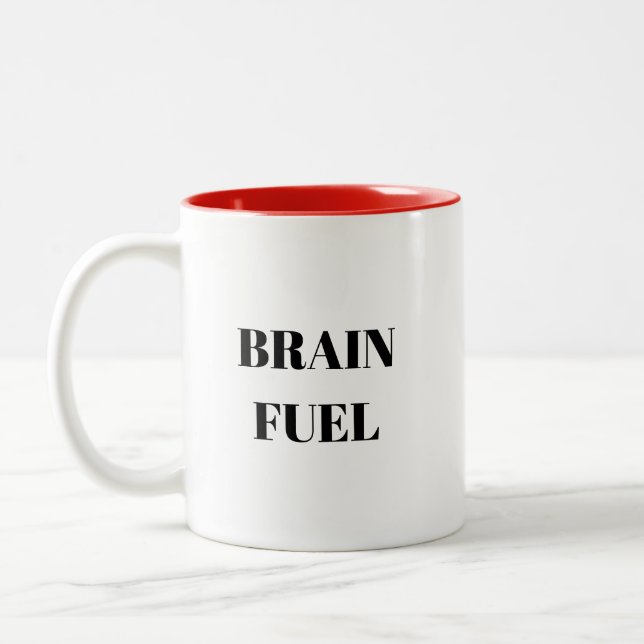 ’Brain Fuel’ Funny Coffee Mugg (Vänster)