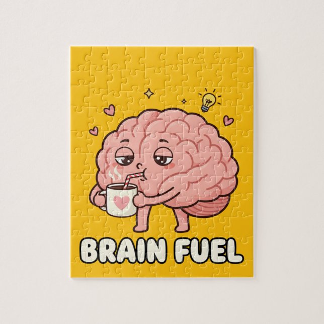 Brain Fuel: Morning Coffee Motivation Cartoon Pussel (Vertikal)