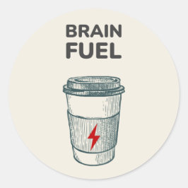 Brain Fuel Sticker | Kaffe Kopp Sticker för Studen Runt Klistermärke