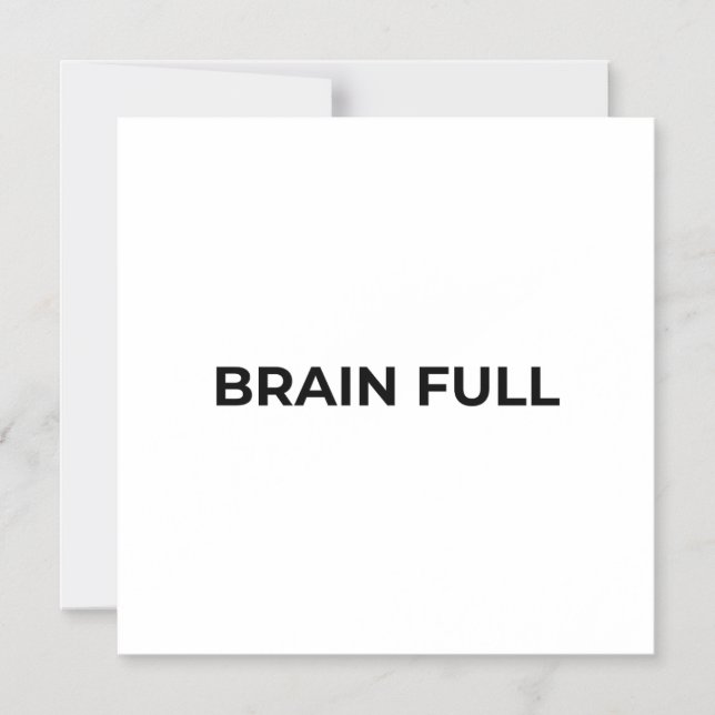 Brain Full Minimalist Typographic Magnetic  Magnetisk Inbjudningskort (Framsida)