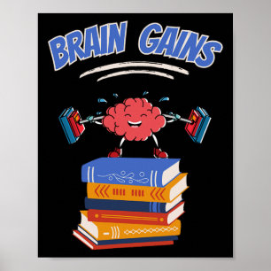 Brain Gains Reading Teacher Bok Älskare tillbaka t Poster
