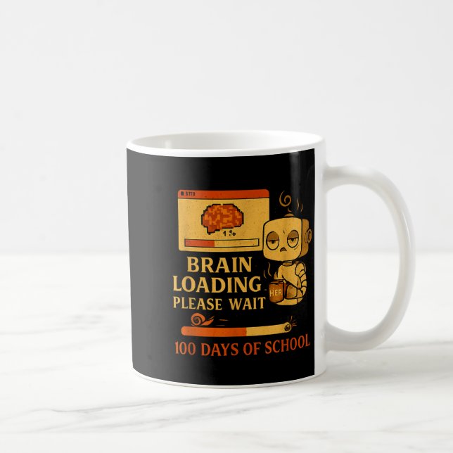 Brain Loading Please Wait – Funny 100 Days Of Scho Kaffemugg (Höger)