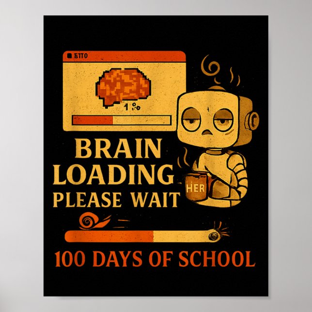 Brain Loading Please Wait – Funny 100 Days Of Scho Poster (Framsidan)