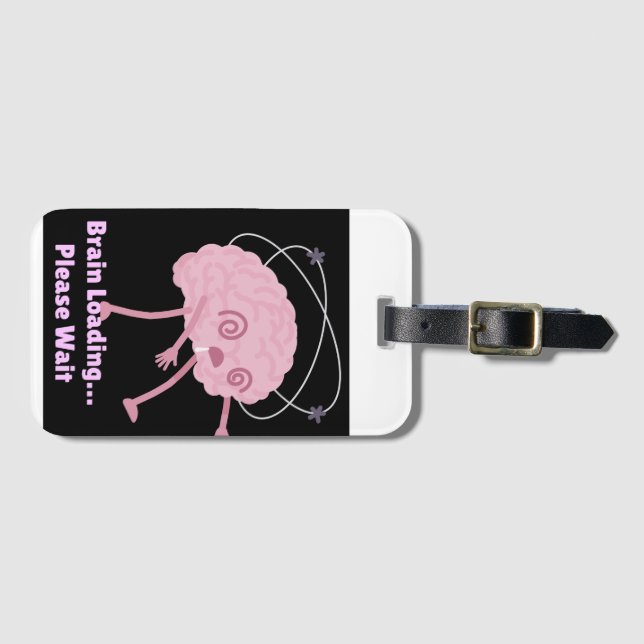 Brain Loading.. Vänta - Lustigt Tecknad Doodle Bagagebricka (Framsida horisontal)