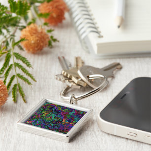Brain Melt Keychain Fyrkantig Silverfärgad Nyckelring