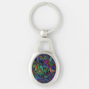 Brain Melt Keychain Ovalt Silverfärgad Nyckelring