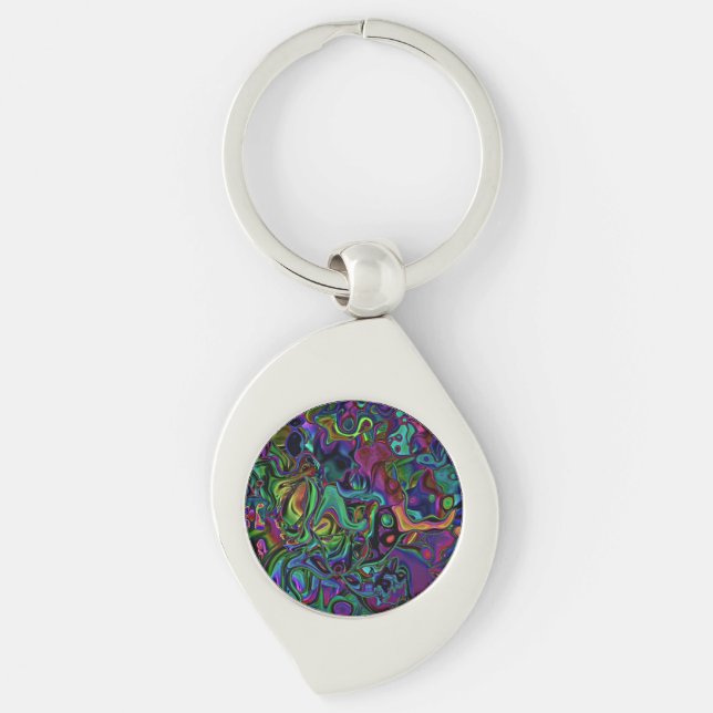 Brain Melt Keychain Swirl Silverfärgad Nyckelring (Framsidan)