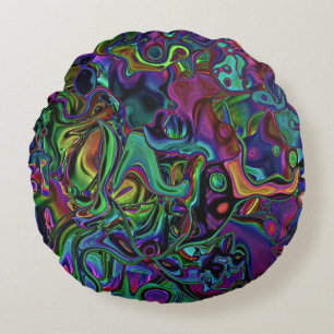 Brain Melt Round Pillow Rund Kudde