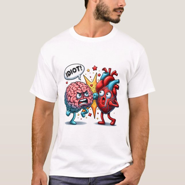 Brain mot hjärta t shirt (Framsida)