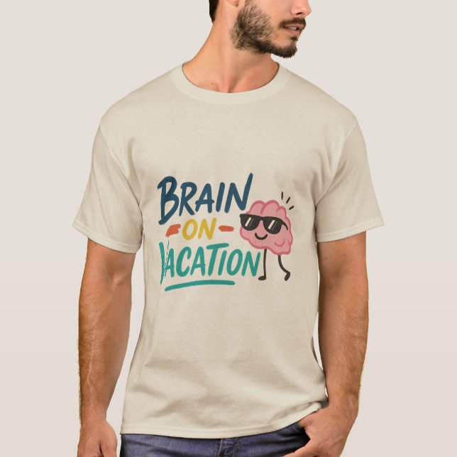 Brain on Vacation Men’s Basic T-Shirt | Funny Chil (Framsida)