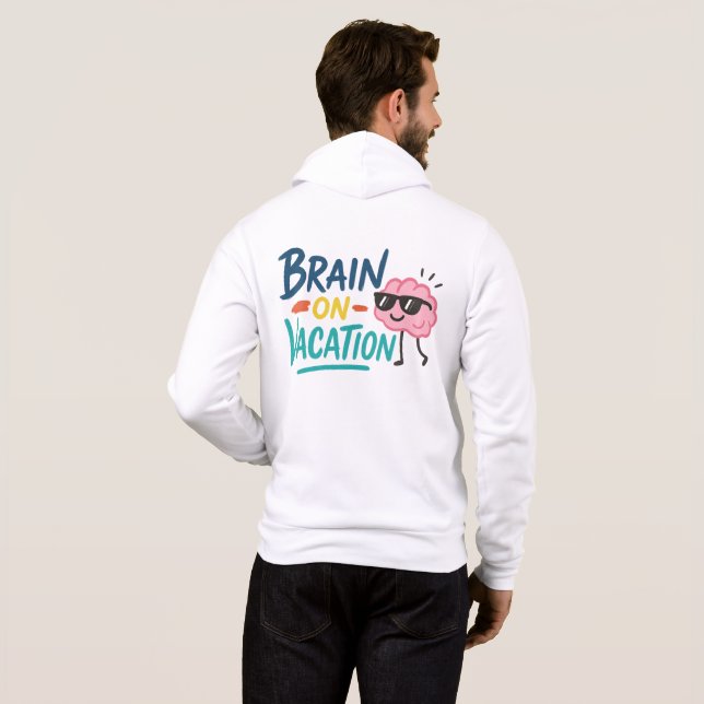 Brain on Vacation Zip-Up Hoodie  Funny Retro Chill T Shirt (Hel baksida)
