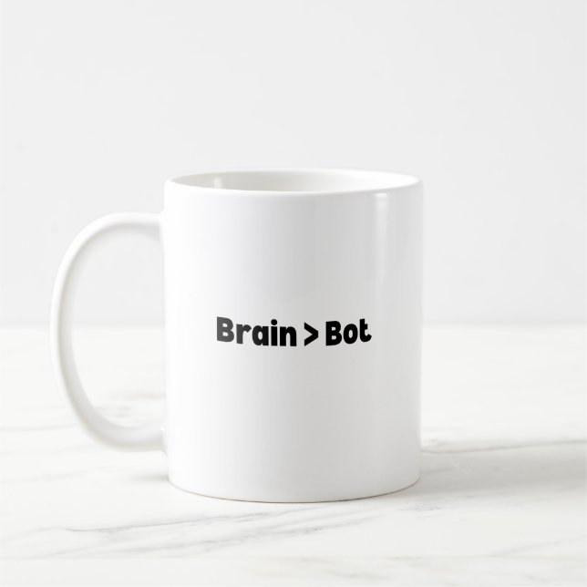 Brain Over Bot Mugg – Smart och Rolig Mugg för AI  (Vänster)