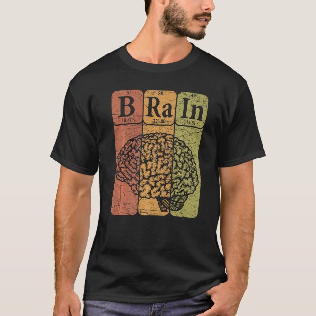 Brain Periodic Table Elements Neurologist Retro Ne T Shirt (Framsida)