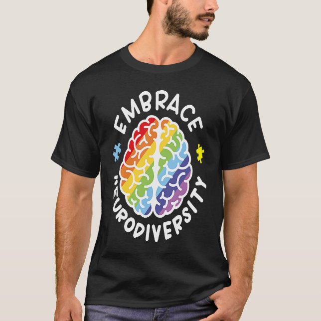 Brain Puzzle Biet Autism Awareness Embrace Neurod T Shirt (Framsida)