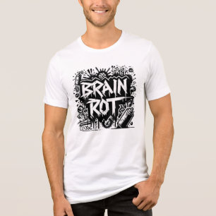 Brain Rot Graffiti Black & White Street Art T Shirt