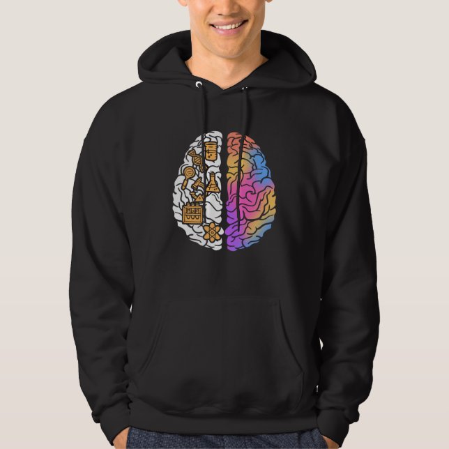 Brain Sides Left brained Right brained Scientist A Hoodie (Framsida)