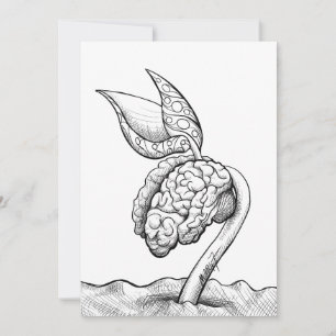 "Brain Stem" - 5 x 7-kortutskrift Tack Kort