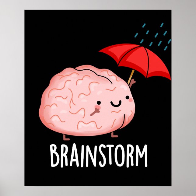Brain Storm Funny Anatomy Pun Mörk BG Poster (Framsidan)