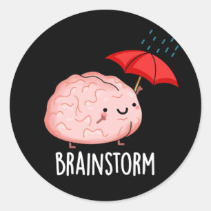 Brain Storm Funny Anatomy Pun Mörk BG Runt Klistermärke