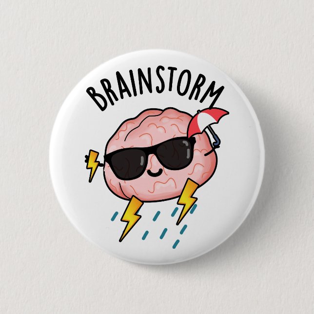 Brain Storm Funny Weather Pun Knapp (Framsida)