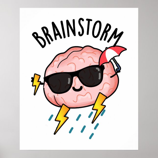 Brain Storm Funny Weather Pun Poster (Framsidan)