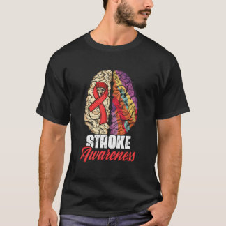 Brain Stroke Survivor Red Ribbon Stroke Awareness T Shirt