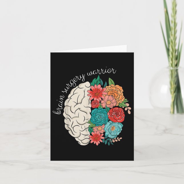 Brain Surgery Warrior Brain Blommigt Brain Cancer  Kort (Framsida)