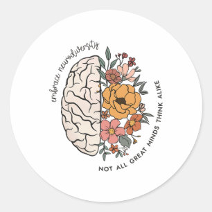 Brain Teacher Neurodiversity not all Underbar Mind Runt Klistermärke