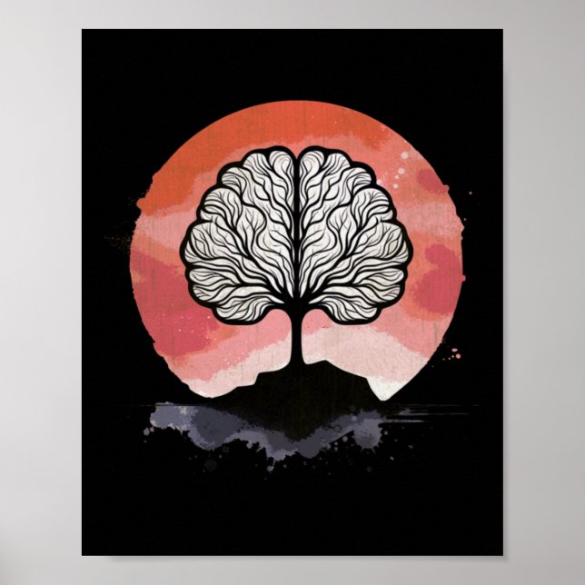 Brain Träd Sunset Artwork Poster (Framsidan)