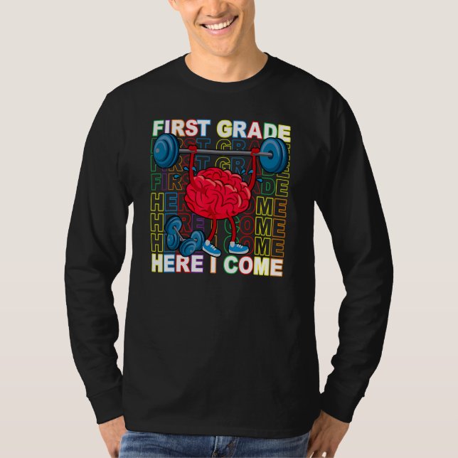 Brain Training First Grade Here I Come Back To Sch T Shirt (Framsida)