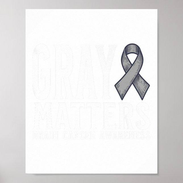Brain Tumor Awareness Grått S Brain Cancer Awarene Poster (Framsidan)