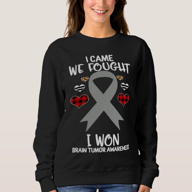 Brain Tumor Awareness Ribbon I Came We Fought I Wo T Shirt (Framsida)