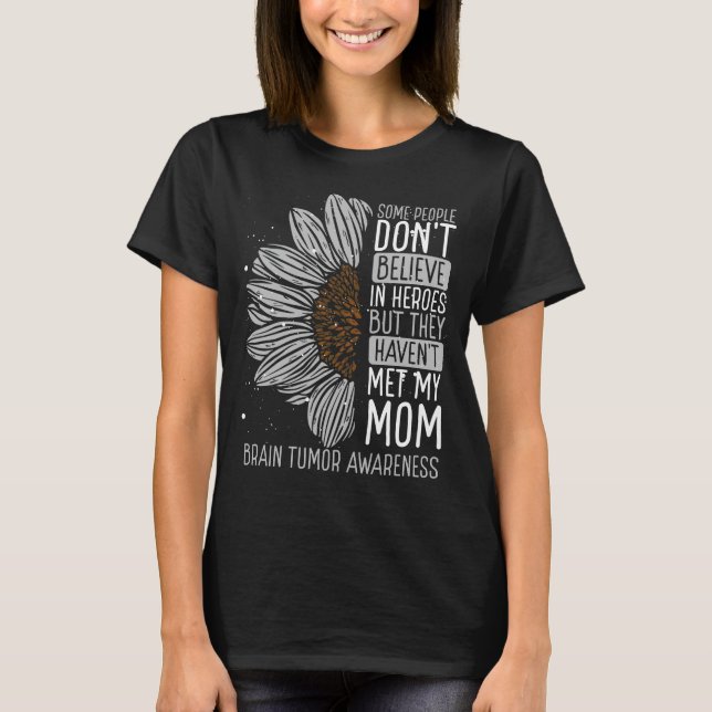 Brain Tumor Awareness Ribbon Mamma Warrior T Shirt (Framsida)