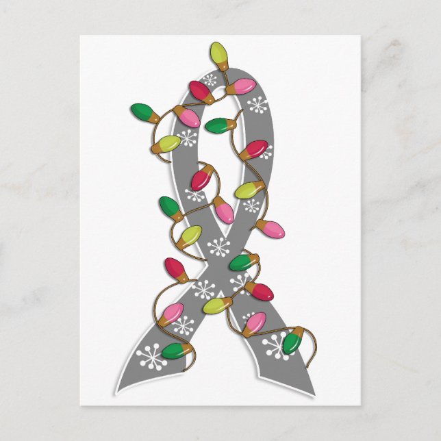 Brain Tumor jul Ljus Ribbon Helg Vykort (Framsida)