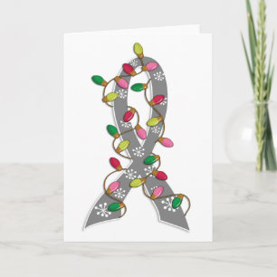 Brain Tumor jul Ljus Ribbon Helgkort