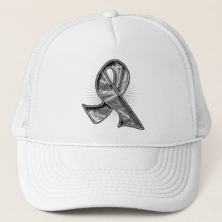 Brain Tumor Slogan Watermark Ribbon Truckerkeps