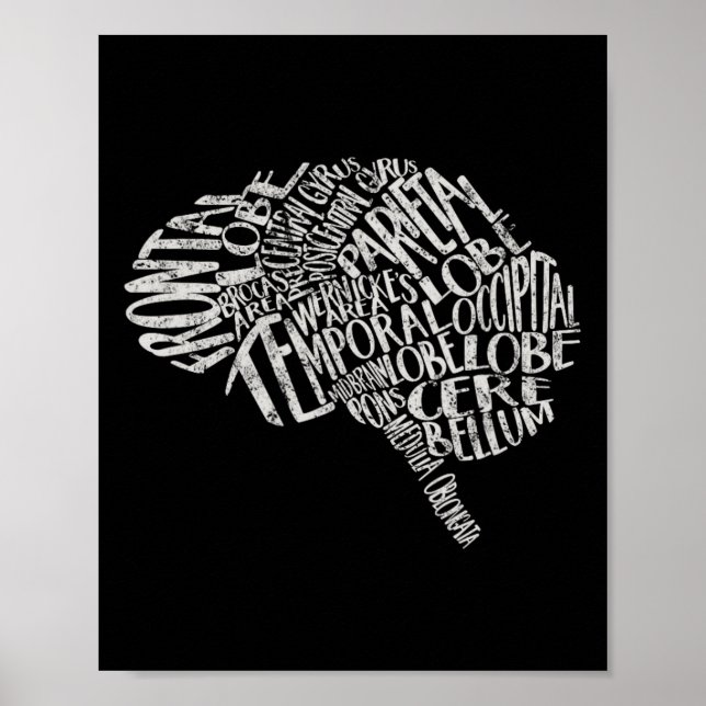 Brain Typography Rn Neuroscience Nurse Neurolog is Poster (Framsidan)