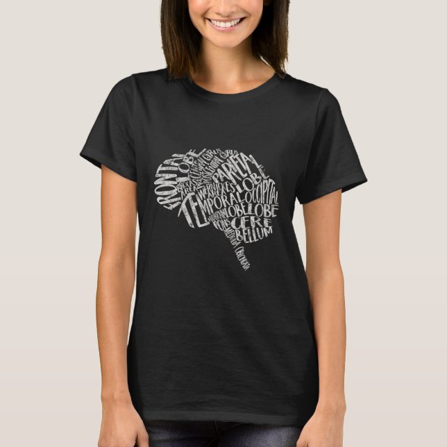 Brain Typography Rn Neuroscience Nurse Neurolog is T Shirt (Framsida)