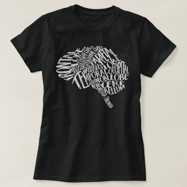 Brain Typography T RN Neuroscience Nurse Neurologi T Shirt (Design framsida)
