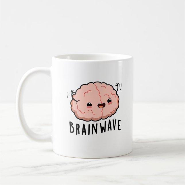 Brain Wave Funny Anatomy Pun Kaffemugg (Vänster)