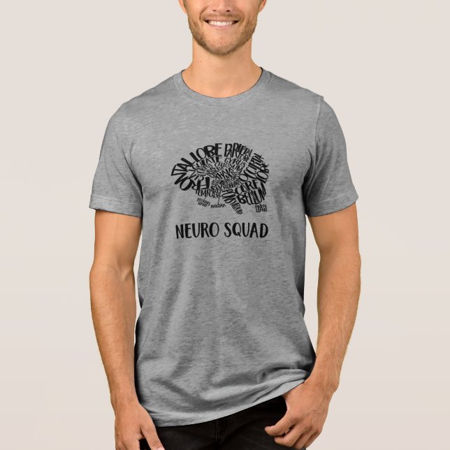 Brain Word Cloud Neuro Squad in Black T Shirt (Framsida)
