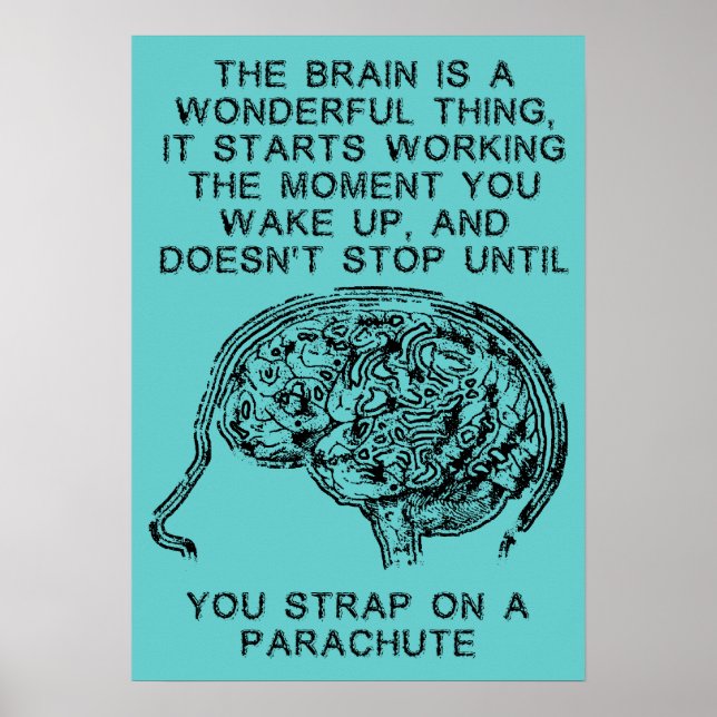 Brain Working Fallskärm Himlar Diving Funny Poster (Framsidan)