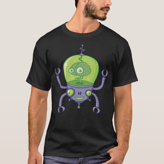 Brainbot Robot med Brain välsignad morma T Shirt (Framsida)