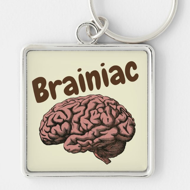 Brainiac Keychain Fyrkantig Silverfärgad Nyckelring (Framsidan)